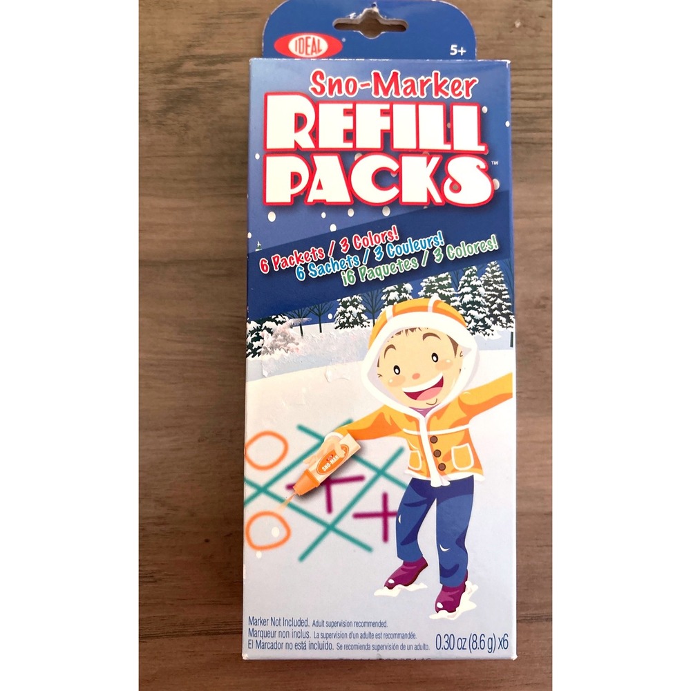Ideal Sno-Marker Refill Packs 6 Count 3 Colors Orange Purple Teal Snow Toy